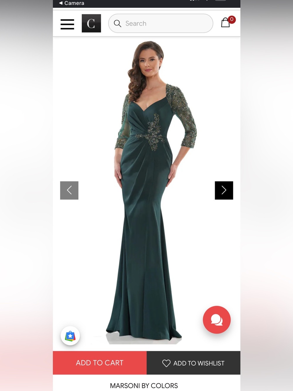 Marsoni by Colors Emerald Green Beaded Long-Sleeve Evening Gown